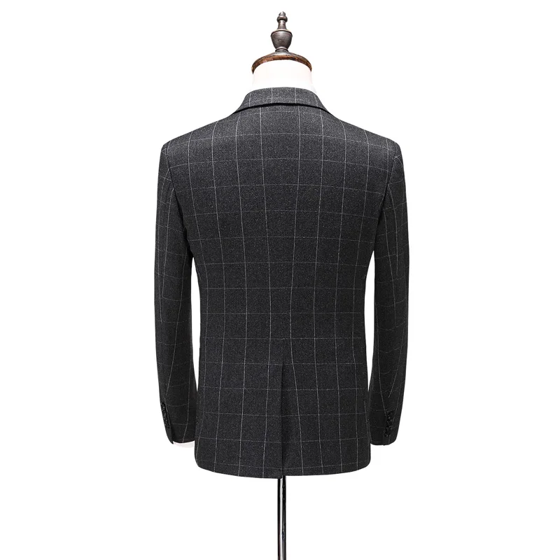 Fashion Men Plaid Suit Size 4XL Business Banquet Men Dress Suits Comfortable and Elegant Men 3 Piece Set