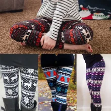 Зимние женские Рождественские теплые флисовые эластичные леггинсы с принтом снежинок и оленей, плотные узкие брюки, опт