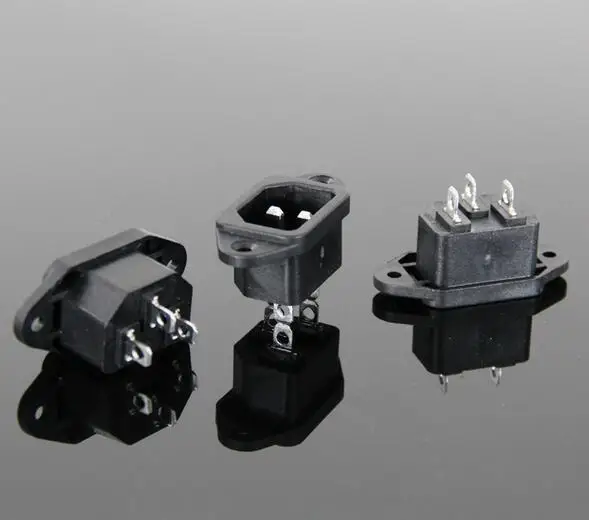 10 шт. разъем питания AC 250 В 10A черный 3 контакта IEC320 C14 вход|inlet|inlet socket |