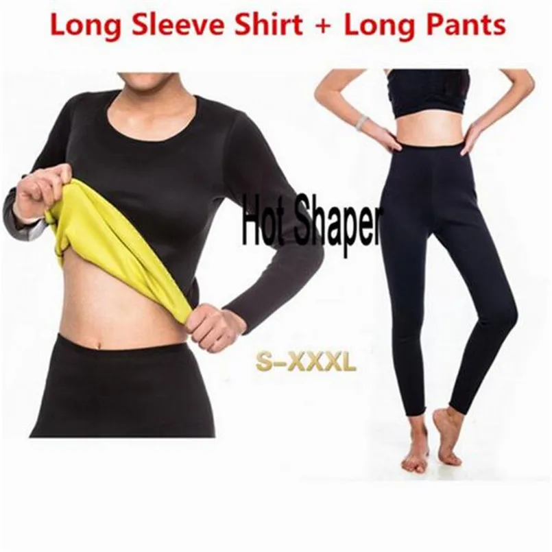 

Neoprene Shaper Long Sleeve TOP + Legging Sweat Sauna Slimming Women Fitness Hot Bodyshape Shapewear Tanks Vest Pants