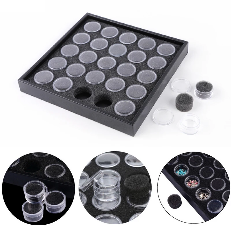 

Shellhard 25/50 Pots Empty Storage Case Nail Art Glitter Rhinestones Jewelry Plastic Empty Display Box Cases