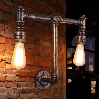 

American Retro Loft Style Industry Water Pipe Wall Light Personality Originality Aisle Restaurant Bar Iron Wall Lamp Use E27