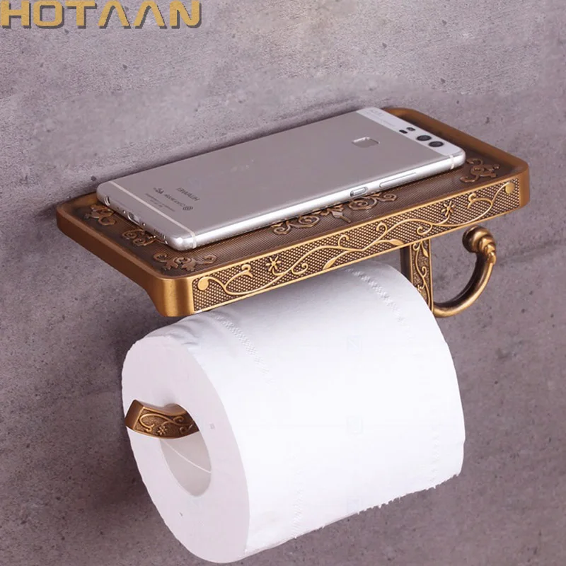 Preise Antike Messing Wc Papier Halter Bad Mobilen Halter Wc Tssue Papier Rollen Halter Bad Lagerung Rack Zubehör YT 1492B