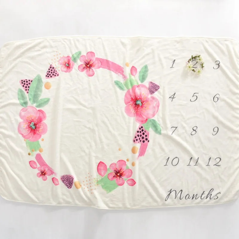 MOTOHOOD Newborn baby Monthly Growth Coral Fleece Blanket photography props Background Cloth Kids Girls Boy Blanket Decoration   (13)