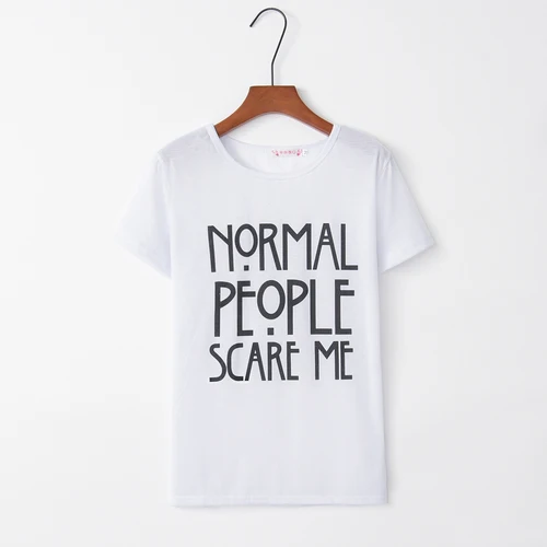 2019 летняя черно белая нормальная футболка с буквами Scare Me Harajuku Streetwea забавная