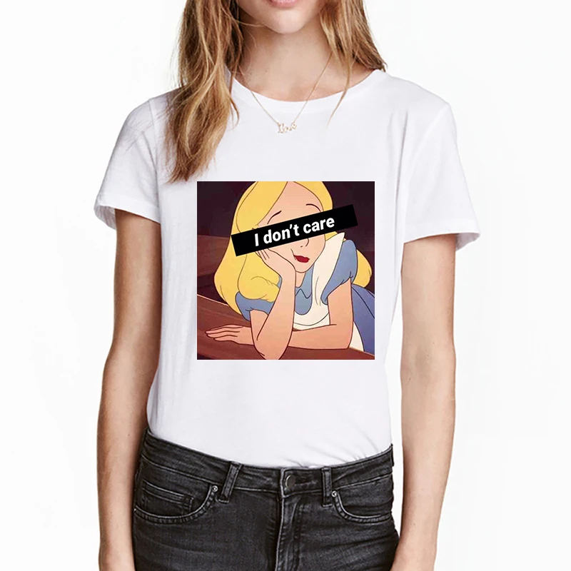 

Camiseta Mujer Harajuku T Shirt Women 2019 Clothes Korean I Don't Care Graphic Tees Ulzzang Tops Tee Shirt Femme Streetwear