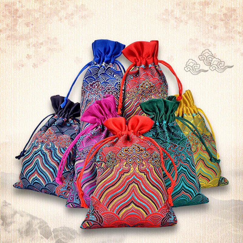 20Pcs Silk Drawstring Jewelry Organizer Pouch 10x14cm 8x20cm Satin Christmas Wedding Gift Bag Necklace Bracelet Comb Packaging
