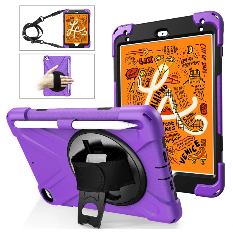 

Multifunction Silicon Kids Safe Back Case for iPad mini5 8 inch Shockproof 360 Degree Rotation Stand Back Cover for iPad mini5