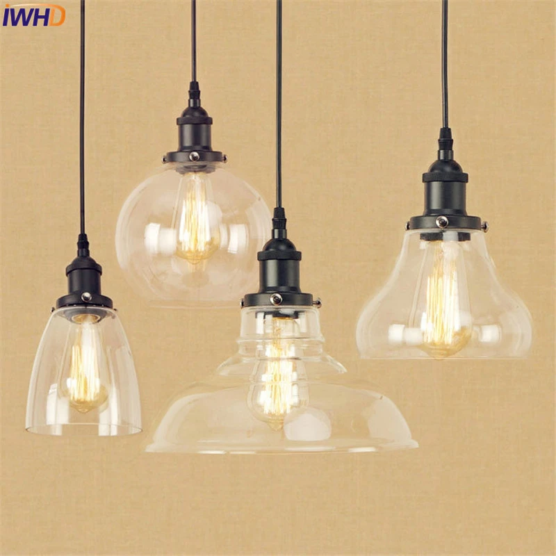 Glass Blass Led Pendant Light Fixtures Metal American Style Loft Industrial Pendant Lighting Fixtutes Hanglamp Vintage Light Pendant Lights Aliexpress