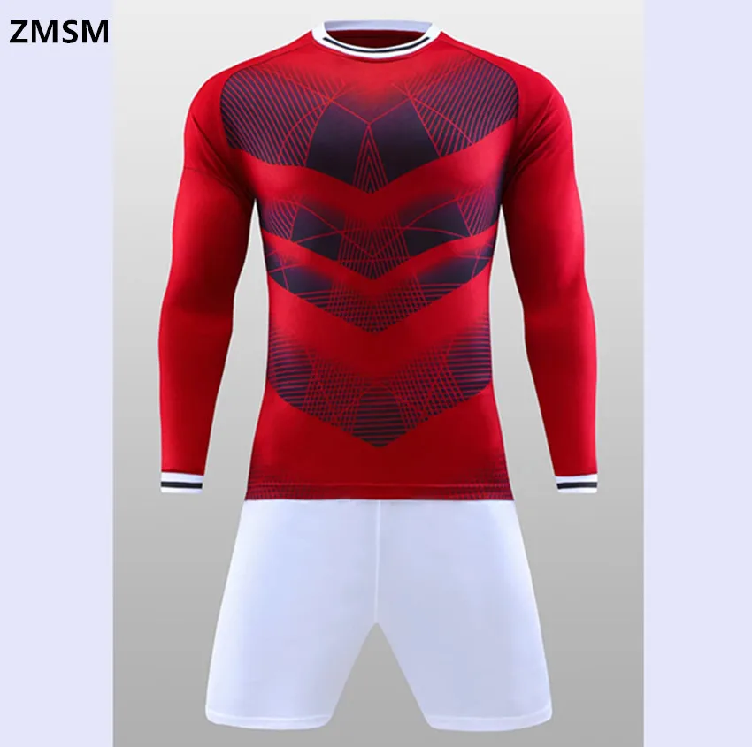 ZMSM de manga larga hombres camisetas de fútbol Kit survetement Fútbol 2017 cuello redondo ...