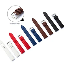 Ремешок для часов из натуральной кожи, гладкая Пряжка из нержавеющей стали, 12 мм, 13 мм, 14 мм, 16 мм, 17 мм, 20 м, 22 мм, 23 мм, 24 мм, ремешок для часов