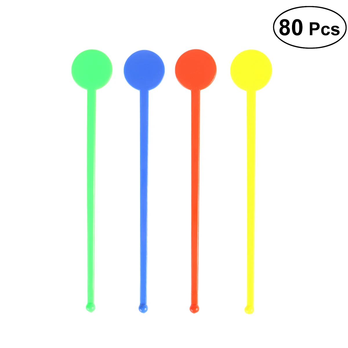 

80Pcs Swizzle Sticks Colorful Round Head Resuable Martini Picks Stirring Sticks Beverage Stirrers for Cocktail Juice Coffee Wine