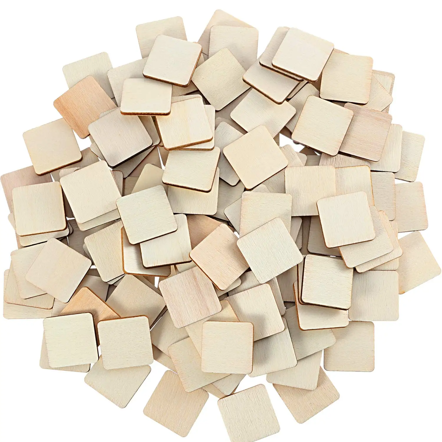 100pcs 10mm 0.39inch Unfinished Wood Cutout Pieces for Crafts- 12 Pack Blank Square Natural Rustic Wood Ornaments