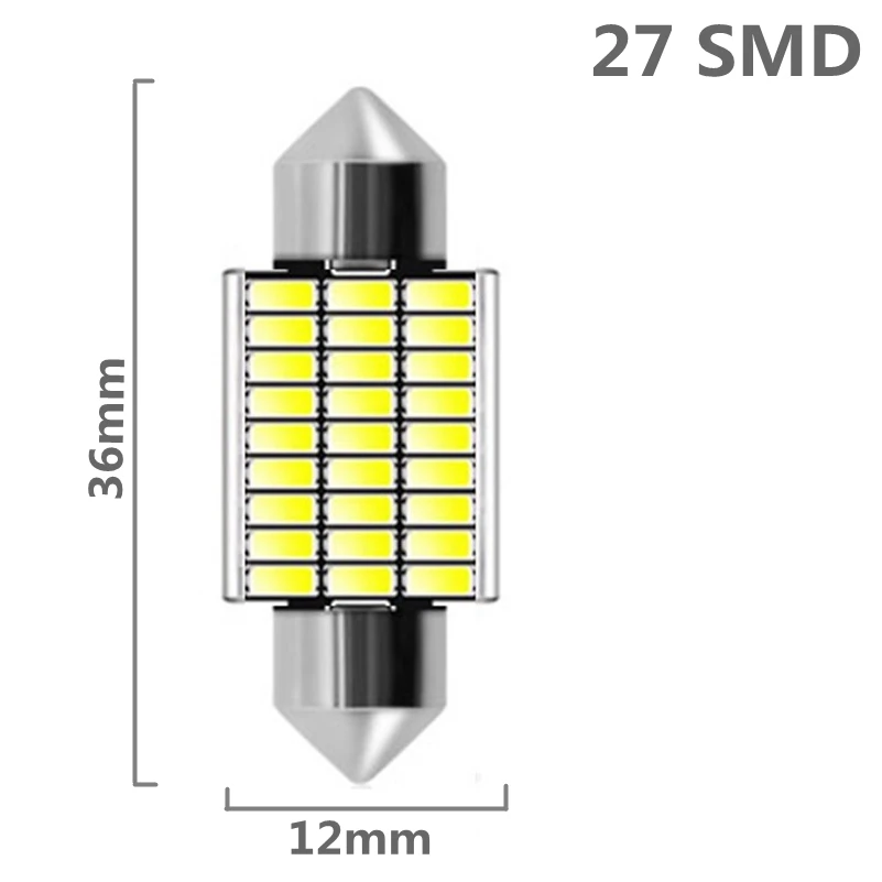 31 мм 36 мм 39 мм 42 мм гирлянда C5W C10W Светодиодный светильник 18 27 30 33 SMD 4014 светодиодный Canbus без ошибок авто Интерьер Doom лампа автомобильный светильник для чтения - Испускаемый цвет: 36mm  white