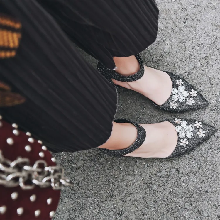

Big Size 11 12 13 14 15 16 17 high heels sandals women shoes woman summer ladies Package the heel Water drill Metal decoration