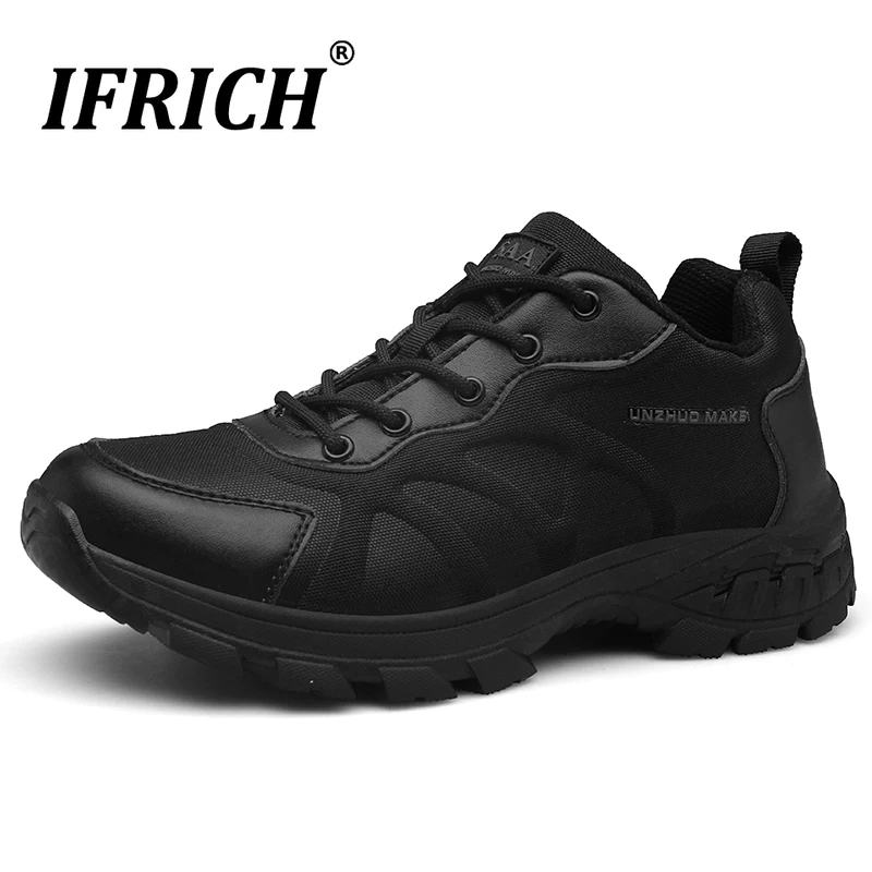 

2019 Spring Autumn Men Military Combat Training Shoes Outdoor Trekking Shoes For Man Anti-Slip Work Shoes Mens Leather Sneakers
