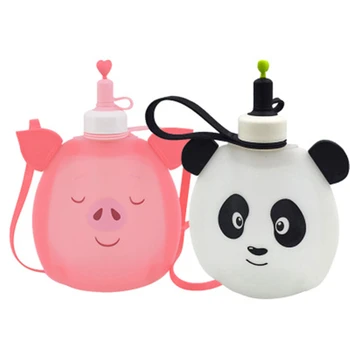 

Silicone Children's Water Bag Love Heart Piglet Bear Shape Kettle Outdoor Folding Cup Creative Leak-proof Portable Water Bag