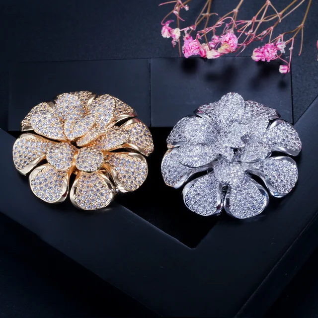 Luxury Big Rings Women Full Pave | Big Flower Wedding Zircon