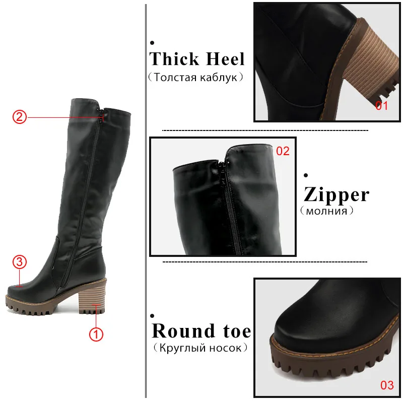 KemeKiss/женские сапоги до колена на квадратном каблуке; винтажные сапоги с квадратным носком на молнии; Bota Feminina; женская теплая обувь на меху; обувь; размер 34-43