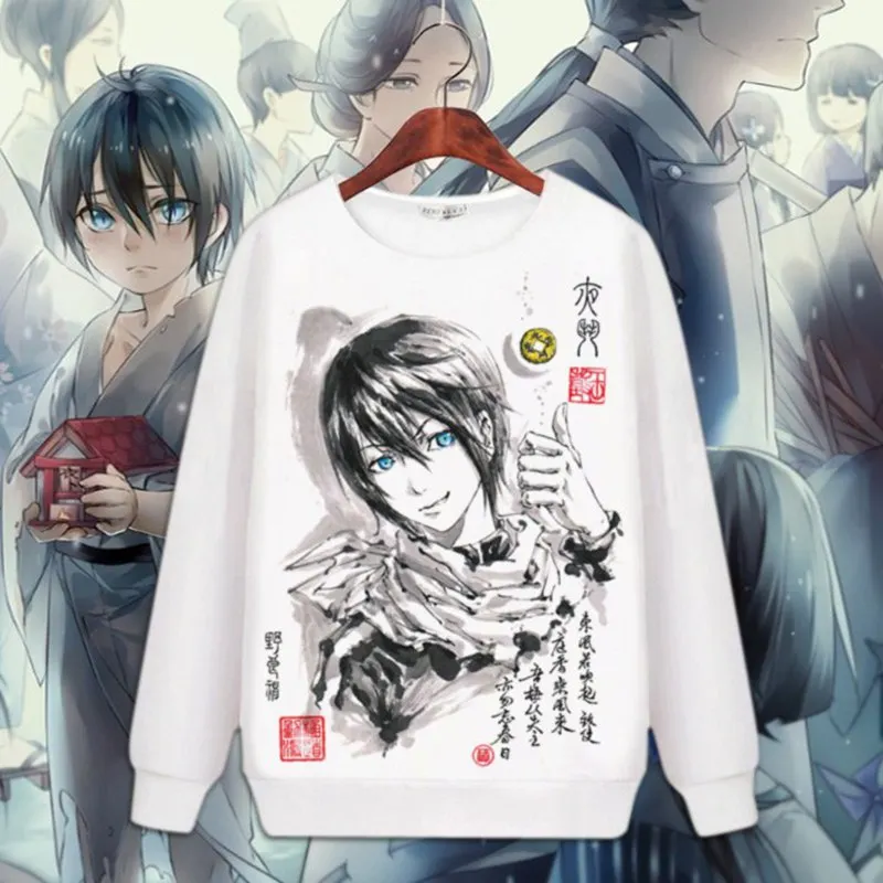Goedkoop Noragami Yato Cosplay Anime Gedrukt Hoodie Unisex Lange Mouw Hoody Iki Hiyori Fleece Tops Sweatshirts voor Herfst