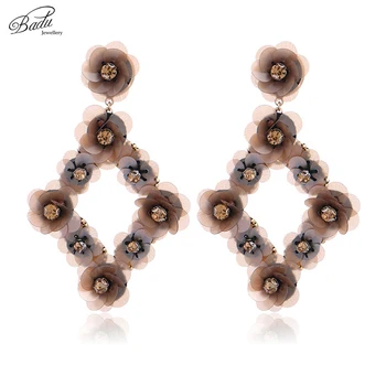 

Badu Vintage Dangle Earring Plastic Sequins Rhombus Crystal Flower Drop Earrings Party Jewelry Gift for Girls Wholesale Dropship