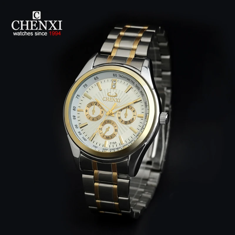 

CHENXI Gold Stainless Steel Quartz Watches For Men Fashion Casual Business Rose Gold alloy dialWristwatches China Famous Brand