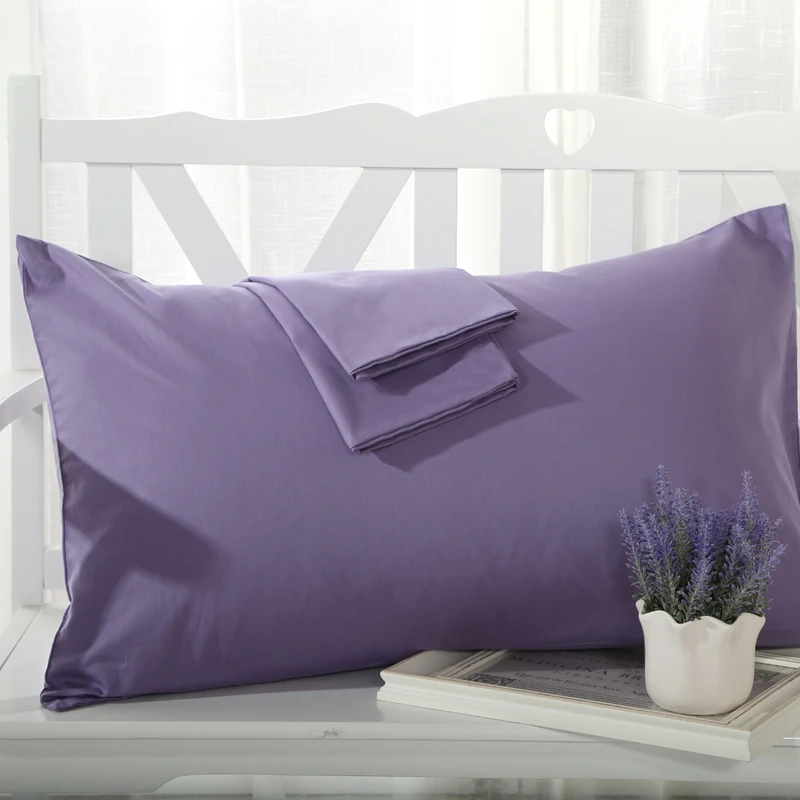 SunnyRain 2 предметов хлопковые наволочки для подушек одноцветное Цвет Прямоугольная подушка покрывало наволочка 48x74 см - Цвет: Violet