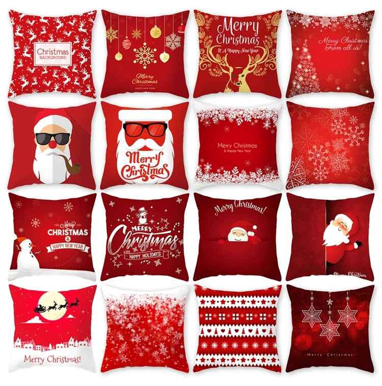 QIFU 45x45cm Elk Snowflake Santa Claus Christmas Pillowcase Christmas Decor for Home Christmas Navidad Xmas New Year