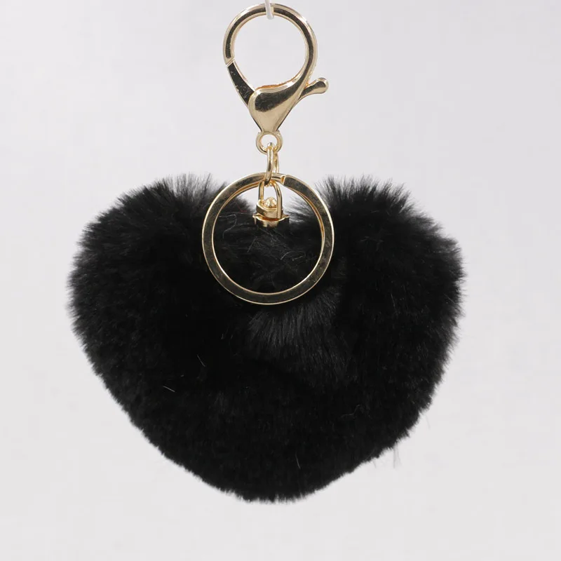 

New Arrival Fashion Faux Rex Rabbit Fur Pom Pom Ball Key Chain Woman Handbag Charms Keychain Man Car Key Ring Trinket Jewelry