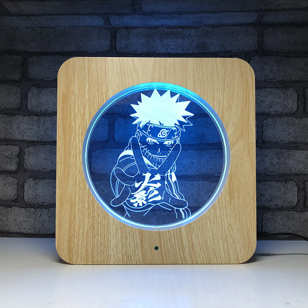 

Uzumaki Naruto 3D LED Night Light Color Changing with Remote Control Table Lamp LED Light Action Figure Wood Base Night Lamp MY