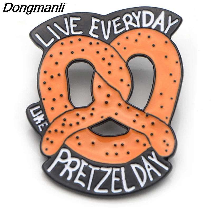 

P3867 Dongmanli Fashion Funny Pretzel The Office TV Metal Enamel Brooches and Pins Collection Lapel Pin Badge Collar Jewelry