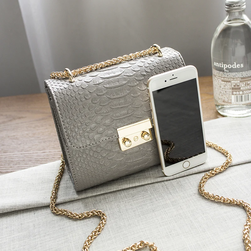 Simple Alligator Crocodile Leather Mini Small Women Crossbody Bag Chain Messenger Shoulder Bag Purse Handbags Bolsas Feminina Simple Alligator Crocodile Leather Mini Small Women Crossbody Bag Chain Messenger Shoulder Bag Purse Handbags Bolsas Feminina