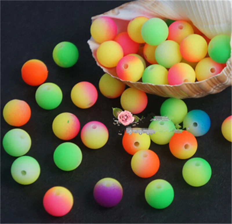 

Popular Kids DIY Acrylic Crafts Beads Fluorescent Neon Beads Loom Bands Rainbow Candy Mix Colors 8-24mm Colorful Hot Sell Beads