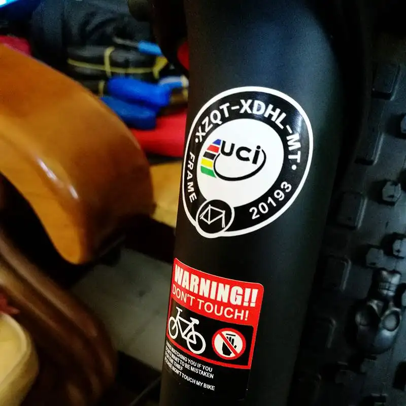 

Uci certification small label sticker bicycle alliance certification label Frame ID customize DIY bicycle sticker