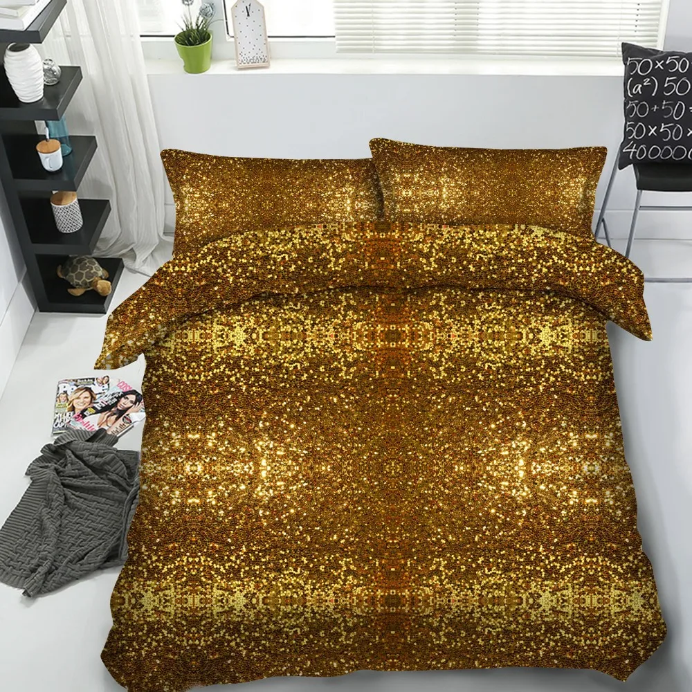 JF 472 Bling Bling Golden duvet cover set 4pcs Single King Queen size
