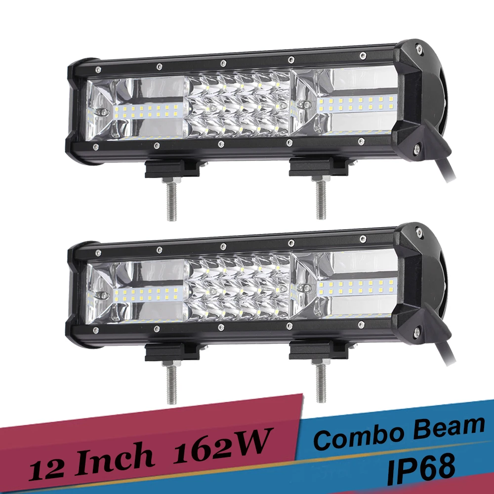 

12'' Inch 3-Row LED Light Bar Offroad 162w Combo Beam Led Work Light Bar 12v 24v Truck SUV ATV 4WD UTE 4x4 Driving Light Led Bar