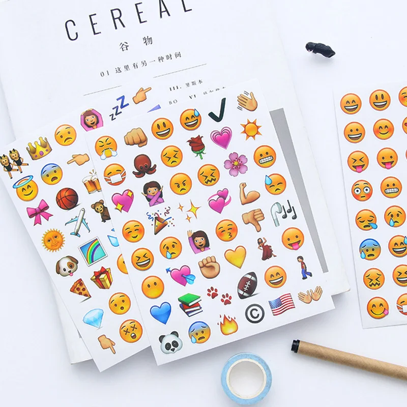 4 sets/lots of cute smiley emojis paper stickers diy planners decorate stickers scrapbook diary of kawaii toys