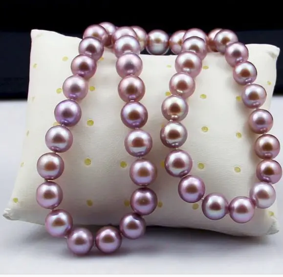 

classic AAA++9-10mmnatural south sea purple pearl necklace 18''