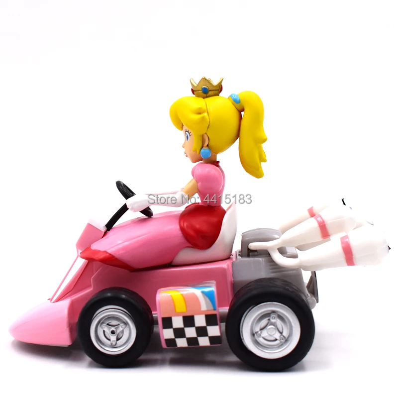 13 cm Anime Super Mario Bros Kart Pull Back Car Peach PVC Action Figure Doll Collectible Model Toy Christmas Gift For Children
