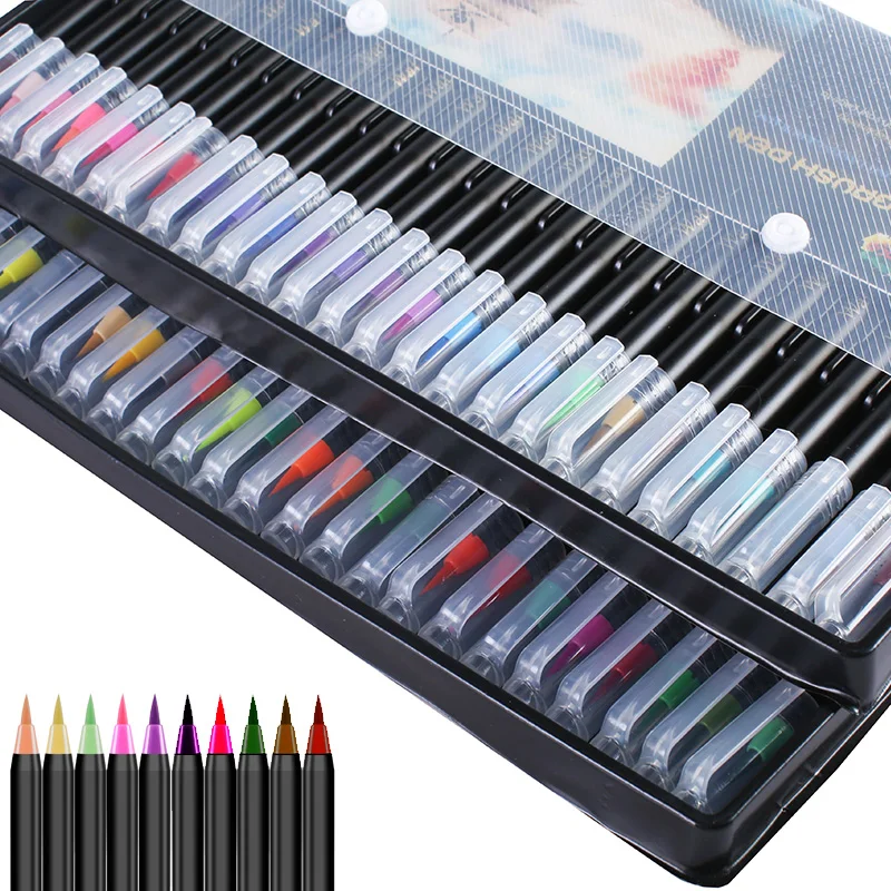 100 шт цвета двойной наконечник ручки щетки с Fineliners окраска акварельные маркеры