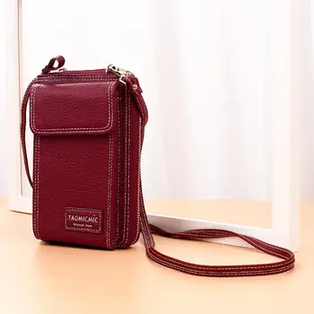

Leisure Solid Color Leather Women Shoulder Bag Cash Card Holder Phone Pouch Messager Bags