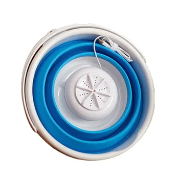 

USB Laundry Mini Portable Ultrasonic Turbine Washing Machine Foldable Bucket Type Clothes Washer Cleaner For Home Travel