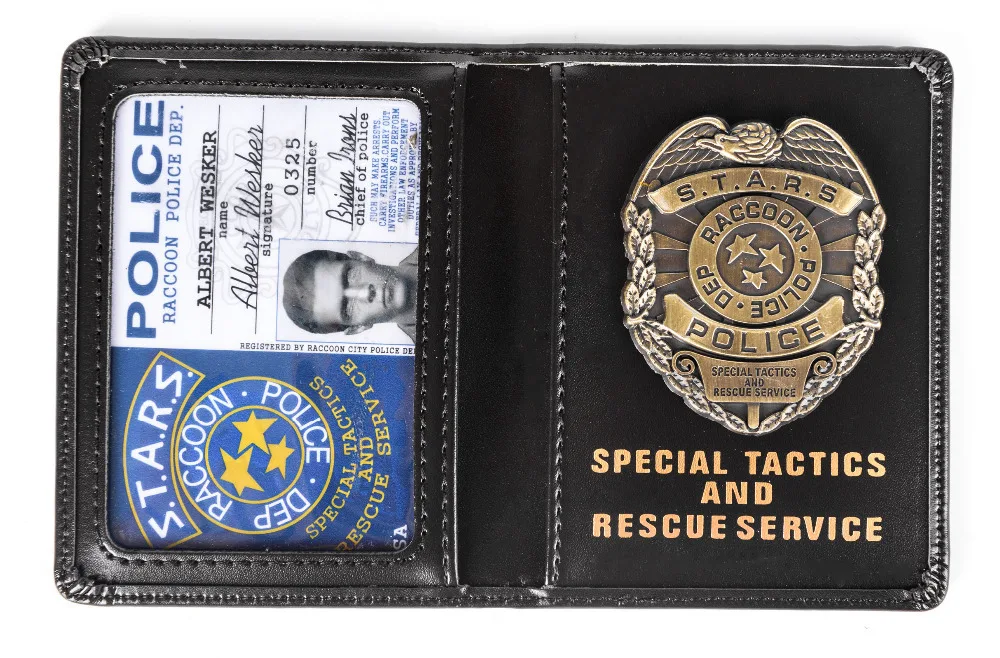 RESIDENT EVIL STARS ALBERT POLICE METAL BADGE WITH ID WALLET HOLDER CASE-38021 |