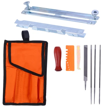 

10 in 1 Saw Chain Sharpening Filing Tool Accessory Set Kit Includes Gauge Wooden Handle Filing Guide Files