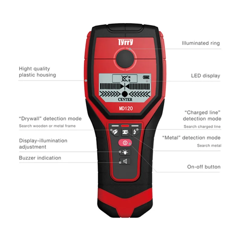 Портативный настенный детектор магнитный металлический медный деревянный настенный сканер подсветка звуковой сигнал индикация стены диагностические инструменты
