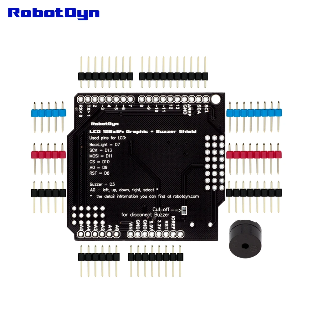 Графический lcd 128x64+ зуммер щит совместимый для Arduino Uno, Mega 2560, Leonardo