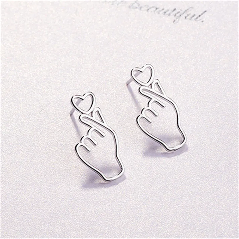 

fashion pick me design heart and hand real 92.5 silver earrings for wife