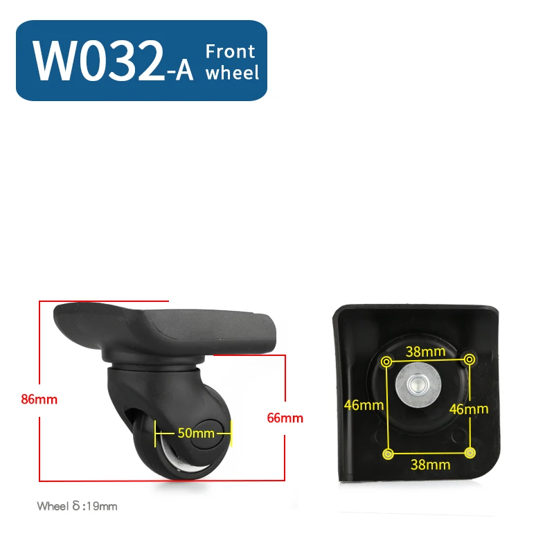 Колеса для багажа, запасные части для багажа, чехол для багажа, запчасти для ремонта багажа, универсальный чехол для костюма, бесшумные ролики - Цвет: W032-A(2Wheels)Front