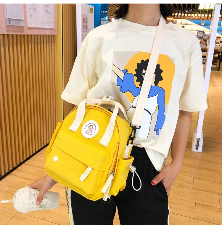 

2019 higt quality functional zipper mother backpack canvas solid bags yellow bag lager capacity free shipping