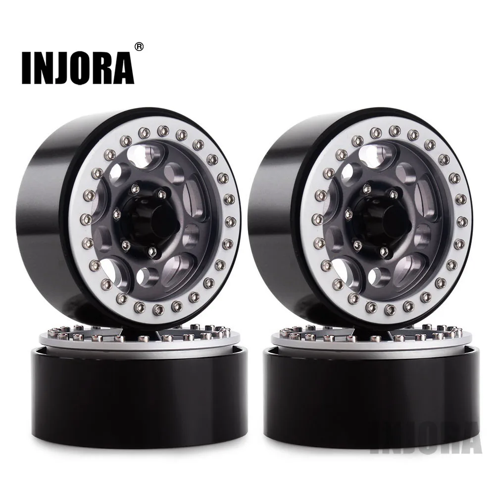INJORA 4PCS Metal 1.9 Beadlock Wheel Rim Hub for 1:10 RC Crawler Axial SCX10 SCX10 II 90046 D90 D110 MST
